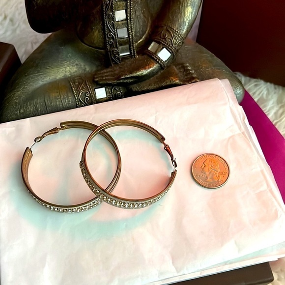 Bebe Silver Sparkly Hoop Earringsπππ - Picture 3 of 6